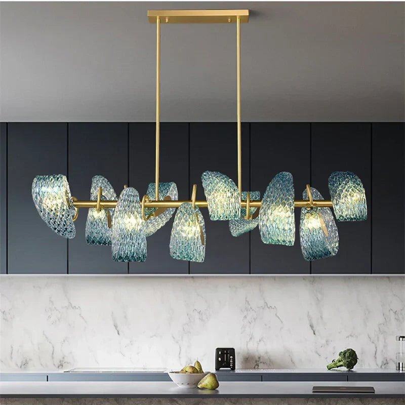 DecorBites™ Blue Glass LED Pendant Lamps: Modern Chandelier Lighting for Hallway, Bedroom, Living Room