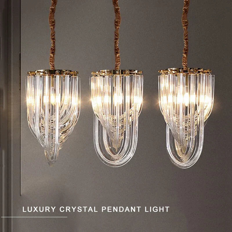 DecorBites™ Black Stainless Steel Crystal Glass Ceiling Chandelier - LED Dimmable Luxury Nordic Light