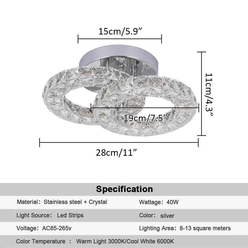 DecorBites™ Crystal Chandelier for Home Hotel Decor, Modern LED Ceiling Light Fixture