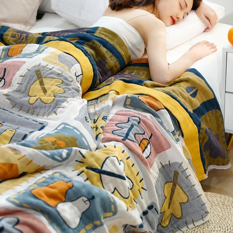 DecorBites™ Cartoon Throw Blanket - Soft Cotton Summer Quilt for Beds and Sofas