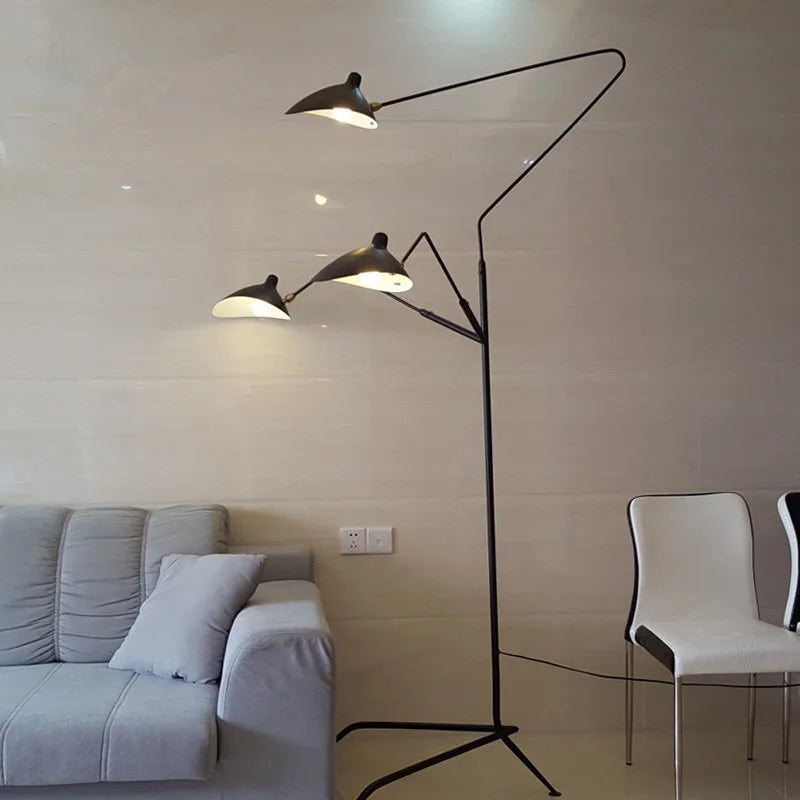 DecorBites™ LED Tripod Floor Lamp Adjustable Spider Arm Standing Light Industrial Loft Decor
