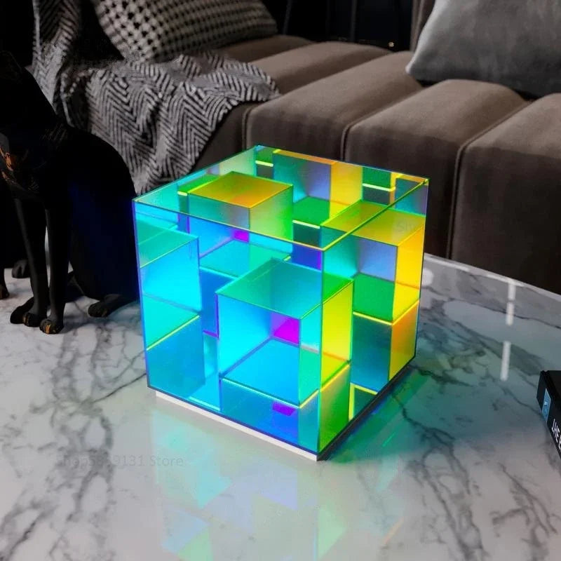 DecorBites™ LED Magic Cube Acrylic Table Lamp - Colorful Small Desk Light