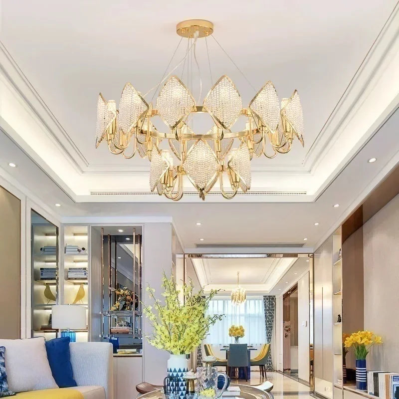 DecorBites™ Crystal Chandelier Pendant Light: Elegant Modern Luxury for Living Room Decor