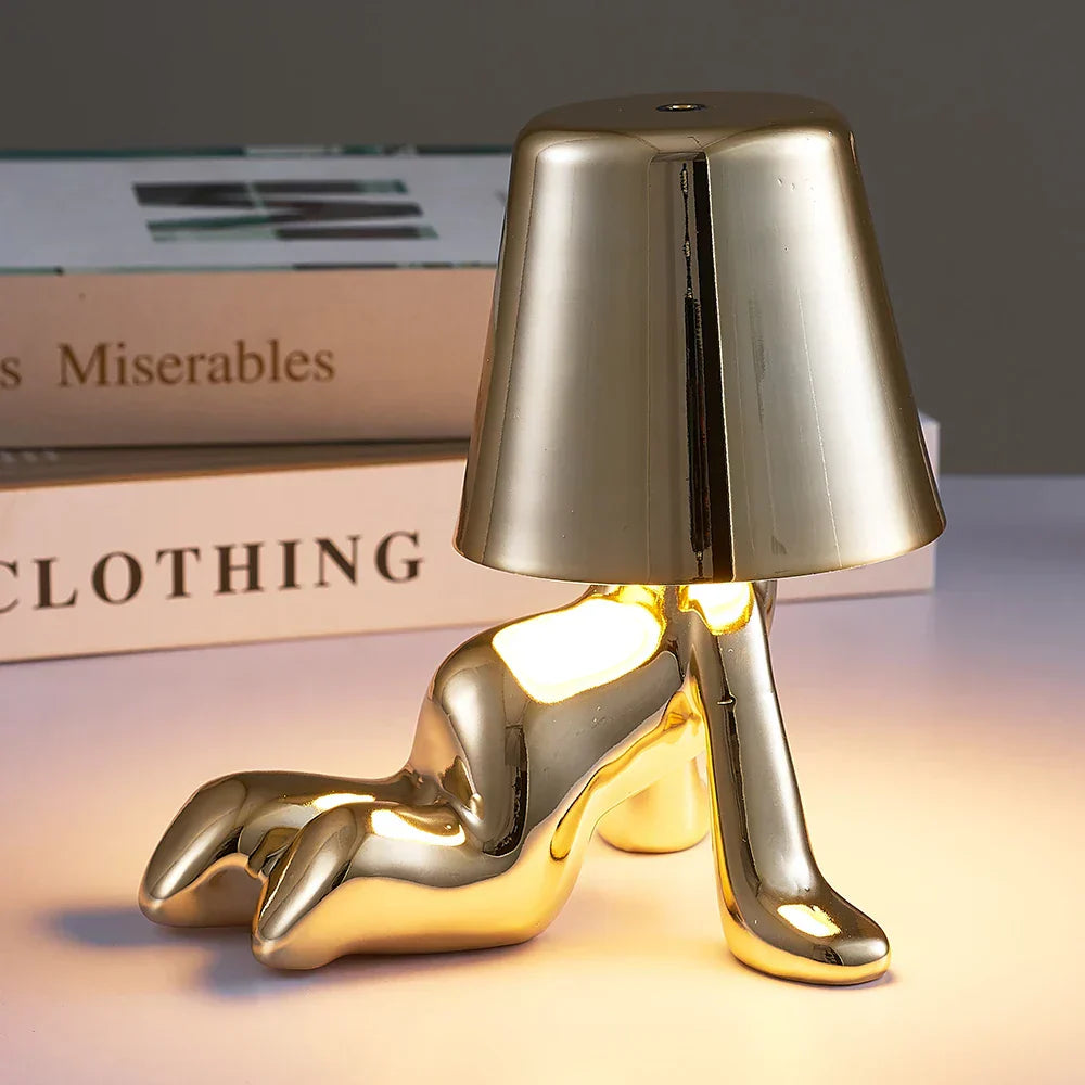 DecorBites™ Little Golden Man Table Lamp - Art Decor Night Light for Living Room and Children's Room