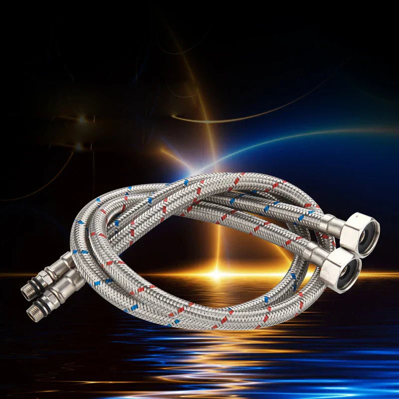 DecorBites™ 60cm Stainless Steel Flexible Plumbing Pipes for Cold Hot Mixer Faucet Water Supply