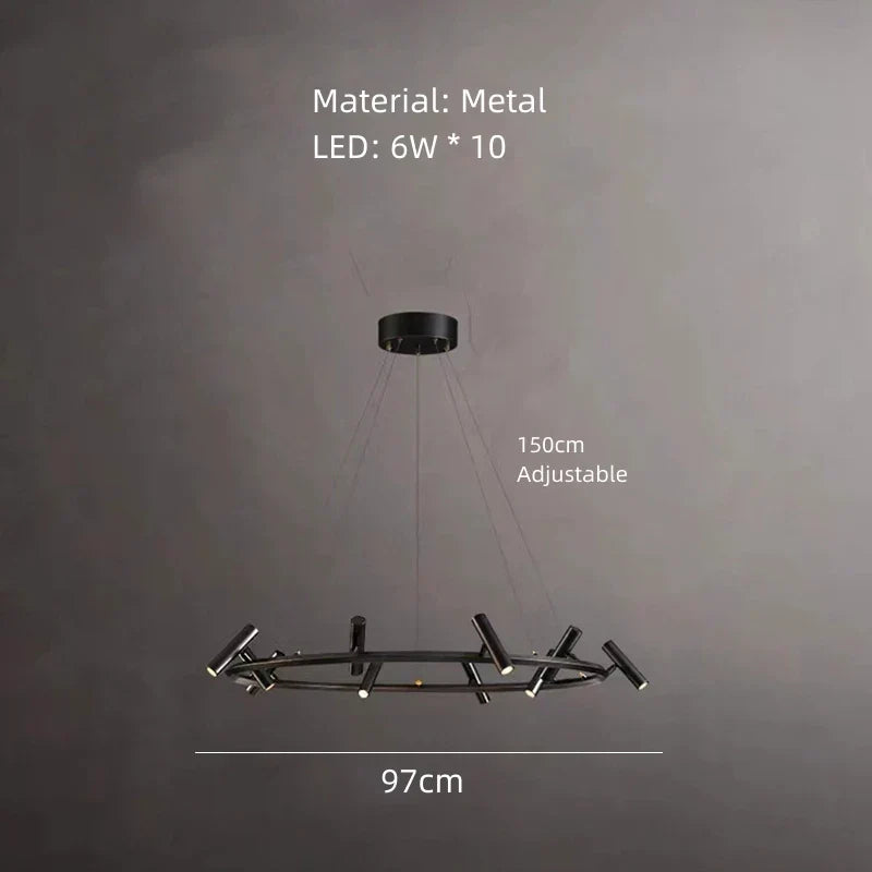 DecorBites™ Black Metal Chandelier: Minimalist Hanging Light for Dining Room, Kitchen, Bedroom.