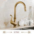 DecorBites™ Antique Brass Swivel Spout Kitchen Faucet Single Handle Vessel Sink Mixer Tap