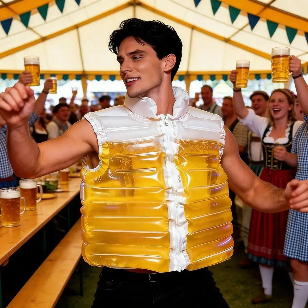 Wearable Beer Jacket Refillable Beverage Jacket Transparent Beer Jacket with Straw Refillable Beverage Puffer Coat Parties