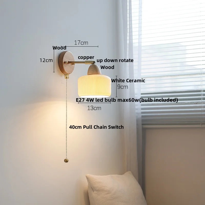 DecorBites™ Ceramic Wood Up Down Rotate LED Wall Sconce Light Fixtures