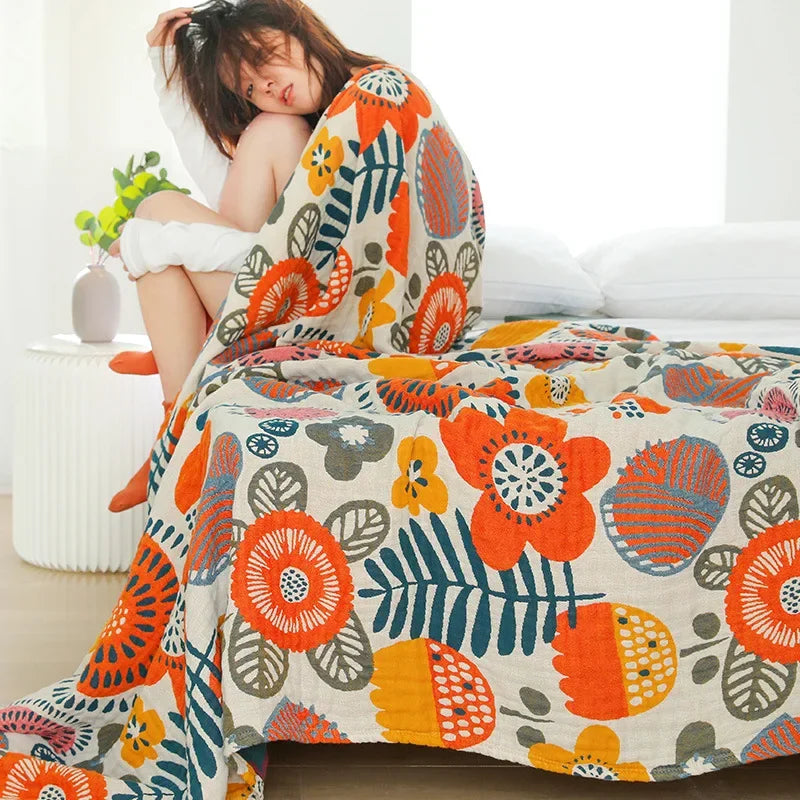 DecorBites™ Double Gauze Cotton Summer Blanket - Lightweight & Breathable