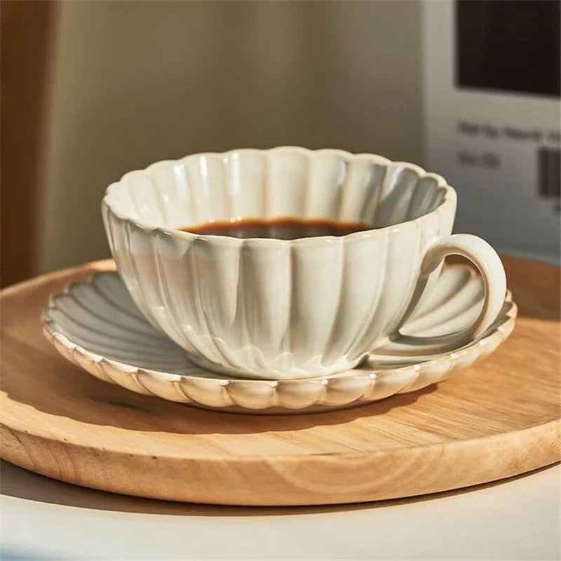 DecorBites™ Ceramic Afternoon Tea Cup Set for Breakfast Lemon Tea Milk Coffeeware
