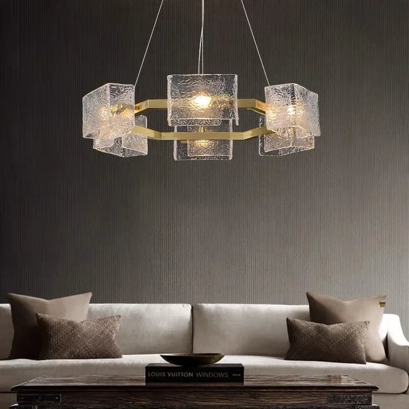 DecorBites™ LED Ripples Glass Chandelier: Modern Luxury for Living Room, Bedroom, Kitchen, Bar