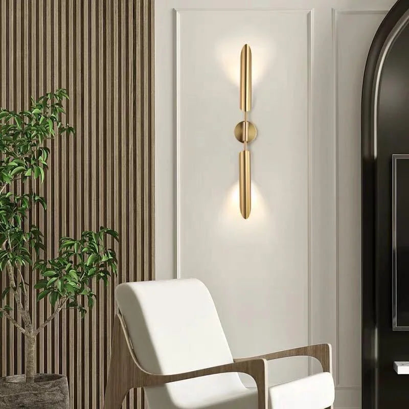 DecorBites™ Golden Inclined Tube Wall Lamp for Modern Luxury Living Room Bedroom Décor