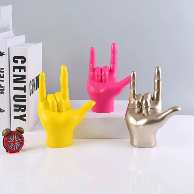 DecorBites™ Abstract Hand Love Sculpture: Nordic Style Resin Figurine for Home Decor