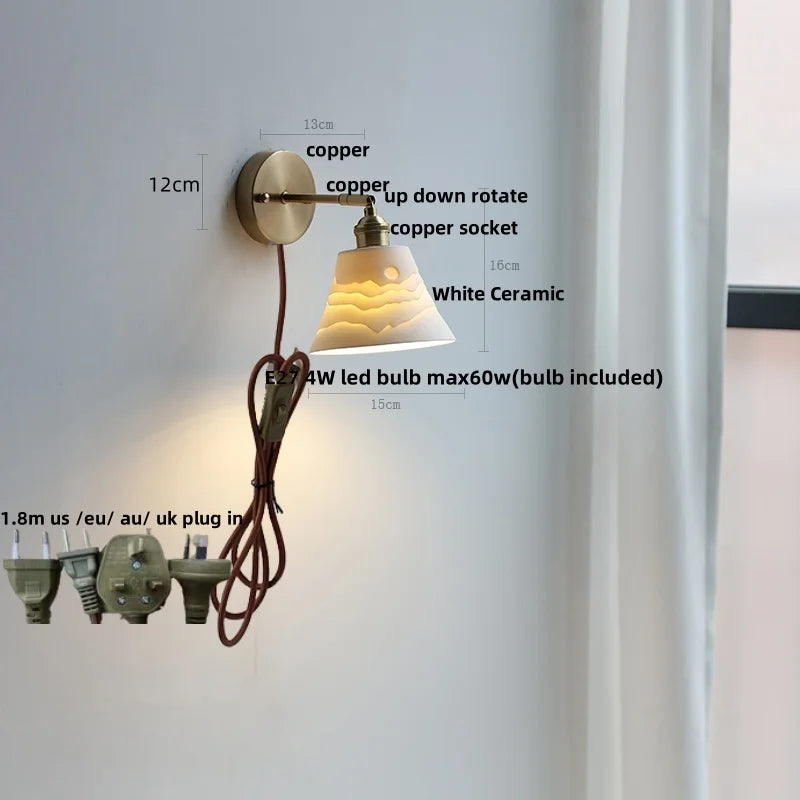 DecorBites™ Ceramic Canopy LED Wall Sconce Modern Bedroom Light Fixture