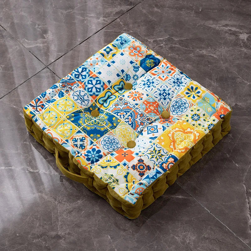 DecorBites™ Bohemian Mandala Velvet Floor Cushion for Reading Nook and Party Decor