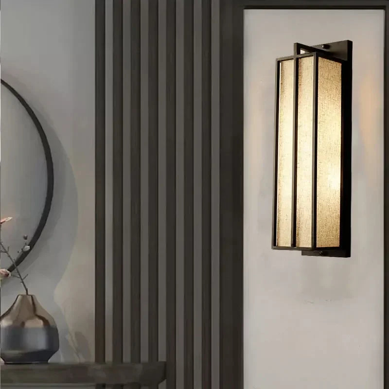DecorBites™ Chinese Style Iron Art Wall Lamp with Linen Cloth Cover