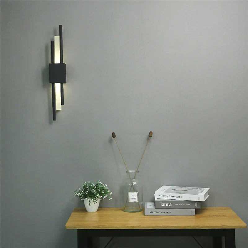 DecorBites™ Black & Gold Acrylic Pipe Wall Lamp, Modern LED Room Decor Sconce