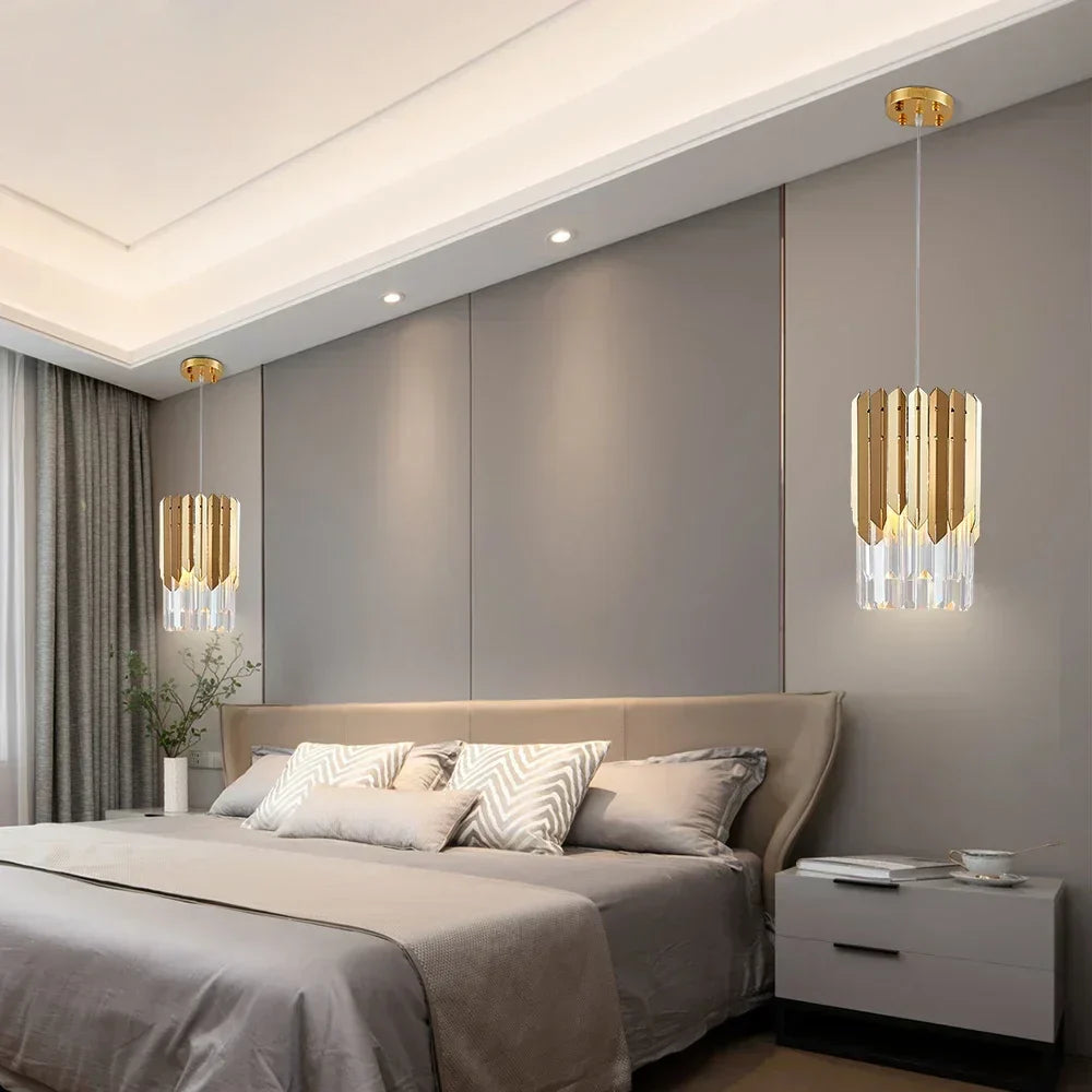 DecorBites™ Gold K9 Crystal LED Chandelier for Living Room Kitchen Dining Bedroom