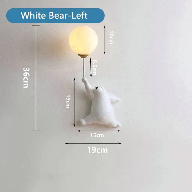 DecorBites™ Blue Pink Bear Wall Lamp for Kids Bedroom, 3D Moon Lighting, G9 Bulb