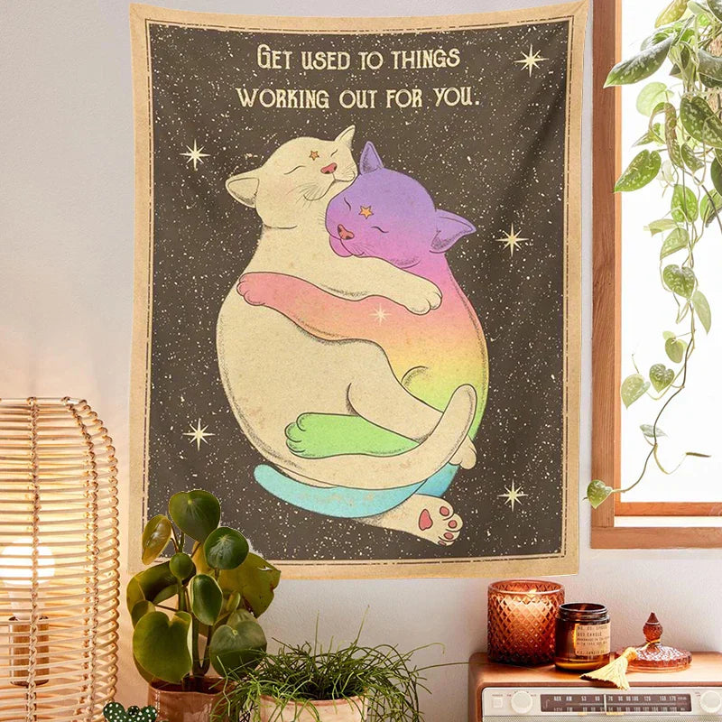 DecorBites™ Cat Tapestry Tarot Wall Hanging for Living Room Bedroom Kids Room Decor
