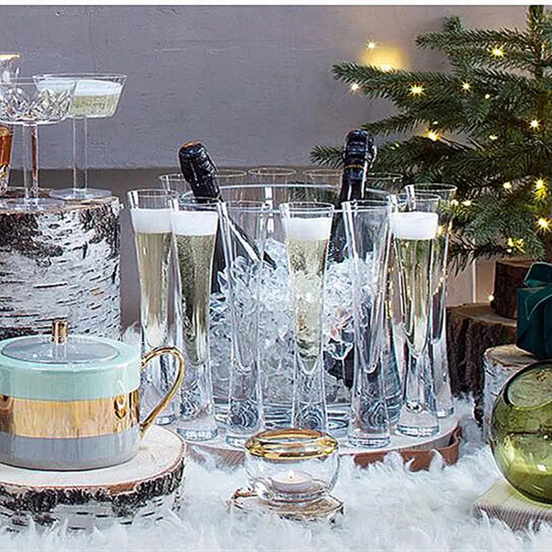 DecorBites™ Glitter Flutes Clear Bubble Wine Glasses for Bar Party Wedding Cocktail