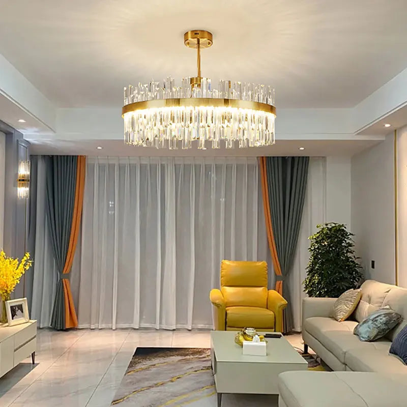 DecorBites™ Crystal Round Ceiling Chandelier: Luxe Nordic Living Room Dining Room Pendant Light