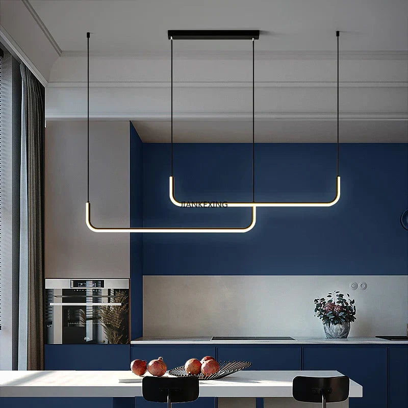 DecorBites™ LED Chandelier: Modern Black Gold Dimmable Lighting for Dining Room, Kitchen Table