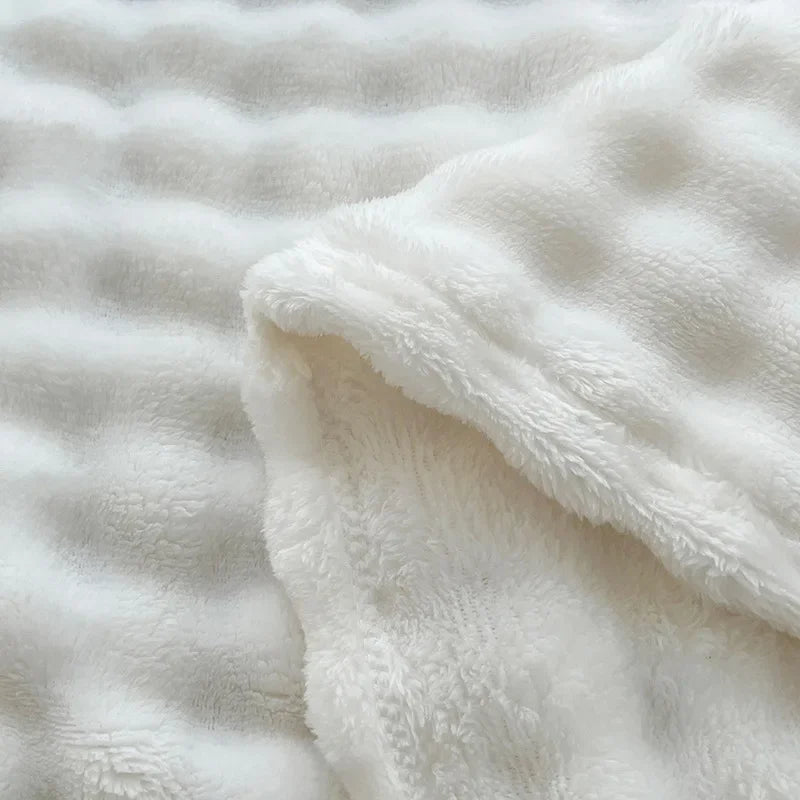 DecorBites™ Bubble Velvet Blanket: Soft Cozy Flannel Sofa Cover, Single/Double, Office Nap & Air Conditioning
