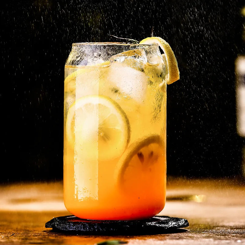 DecorBites™ Can-Shaped Aesthetic Drinking Glasses Set with Lid and Straw