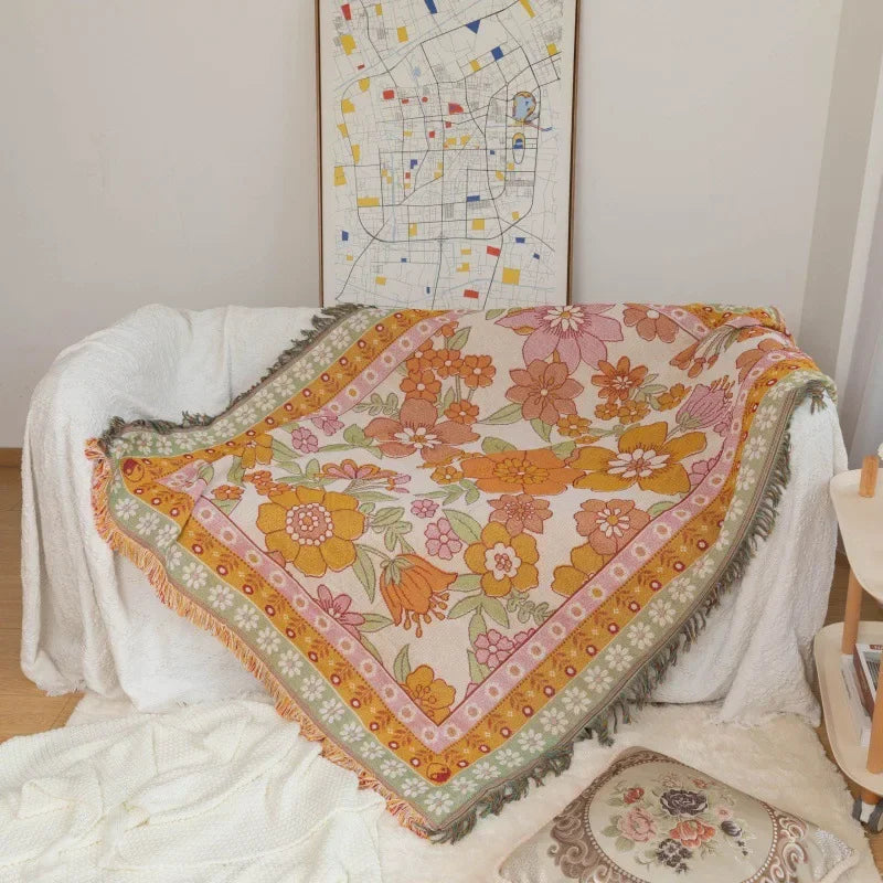 DecorBites™ Bohemian Flowers Tapestry Sofa Blanket