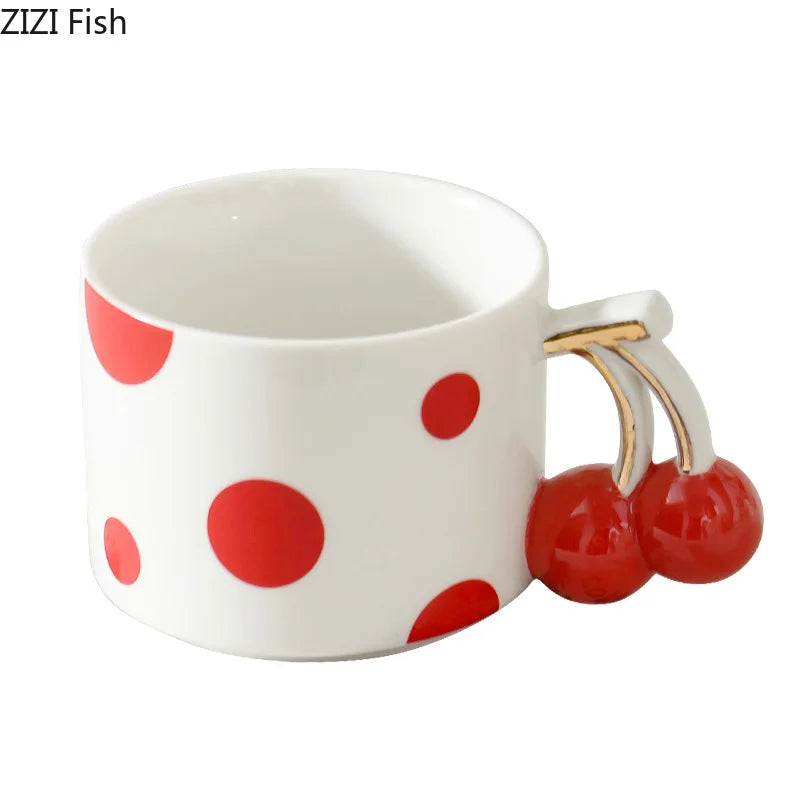 DecorBites™ Cherry Handle Gold Plated Porcelain Coffee Mug
