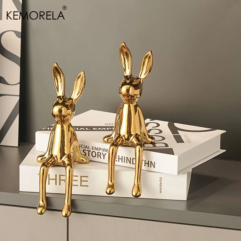 DecorBites™ Ceramic Long-Eared Sitting Rabbit Ornament - Luxury Home Decor Accent