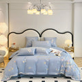 DecorBites™ Butterfly Flowers Embroidery Cotton Bedding Set, 4pcs King Queen Size.