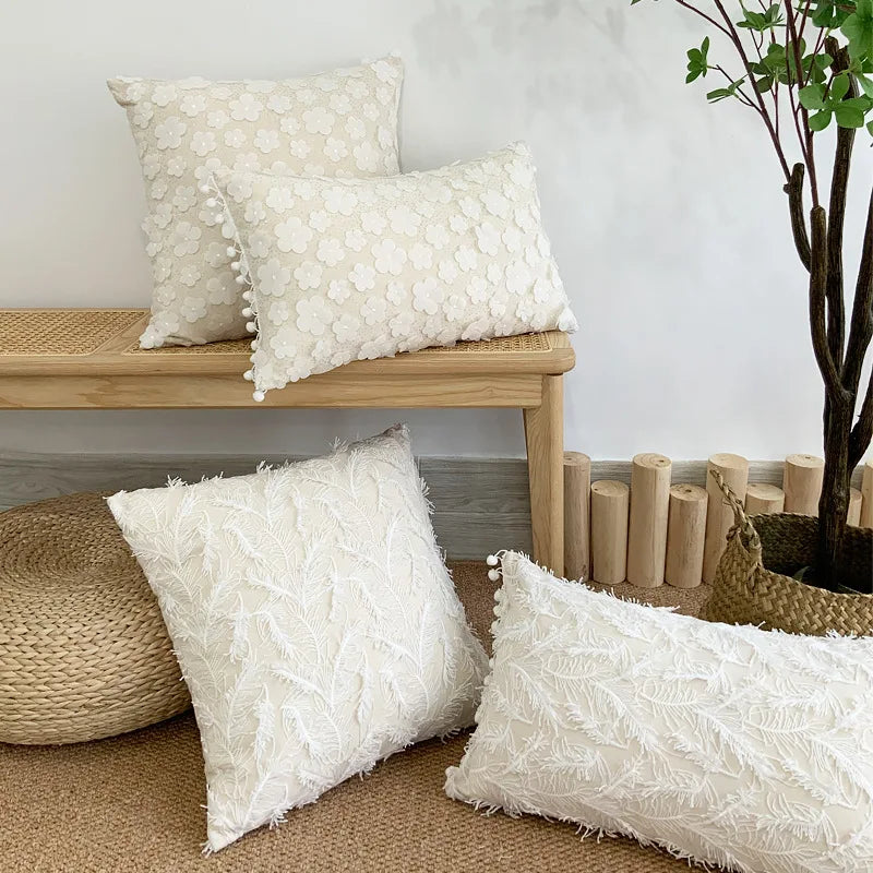 DecorBites™ 3D Plum Blossom Butterfly Cushion Cover Cotton Linen Decorative Case