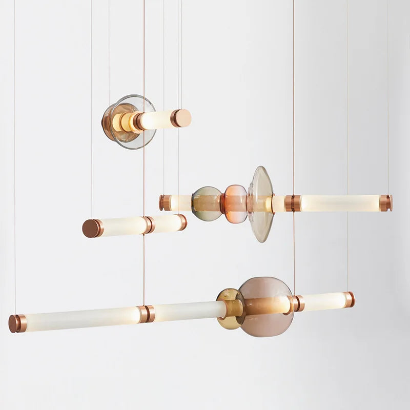 DecorBites™ Luna Glass Tube Chandelier for Kitchen Dining Staircase LED Pendant Lamp
