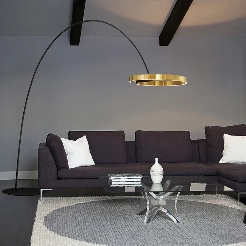 DecorBites™ Grote Dimbare Gouden Koperen Zwarte LED Vloerlamp voor Woonkamer en Hotel