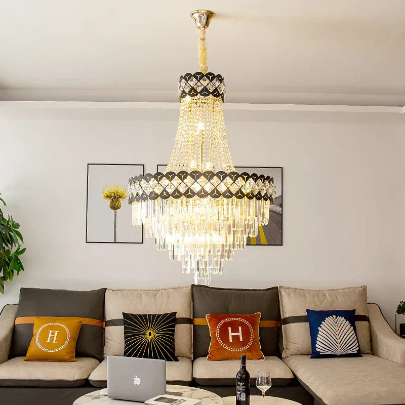 DecorBites™ Crystal Chandelier Spiral Staircase Living Room Lamp Texture Design