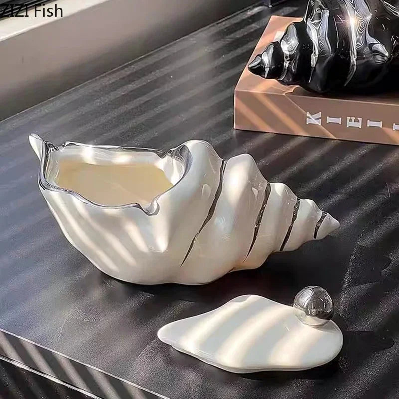 DecorBites™ Conch Ashtray: Silver Plated, Windproof Ceramic, Smoking Accessories, Home & Office ******************************************************************************/