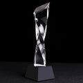 DecorBites™ Blue Glass Twisted Column Trophy - Customize Competition Prize