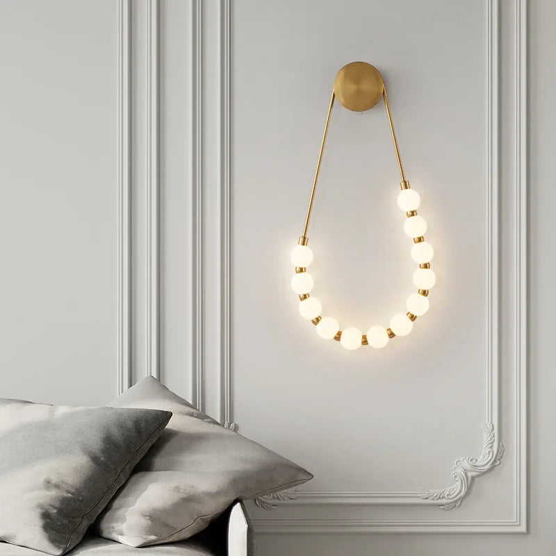 DecorBites™ LED Necklace Wall Lights: Gold Black Metal White Acrylic Sconce for Home Art Deco