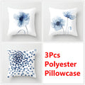 DecorBites™ Blue Ink Flower Cushion Cover Set - Nordic Style Sofa Pillowcase Trio for Home Decoration