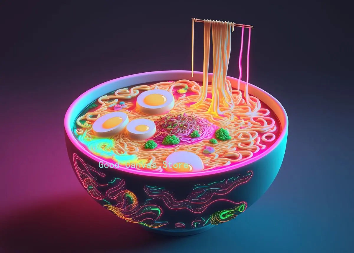DecorBites™ Japanese Food Neon Posters Canvas Painting for Home Kitchen Decor