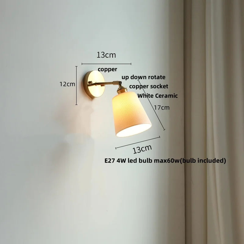 DecorBites™ Ceramic LED Wall Light with Pull Chain Switch, Nordic Modern Design