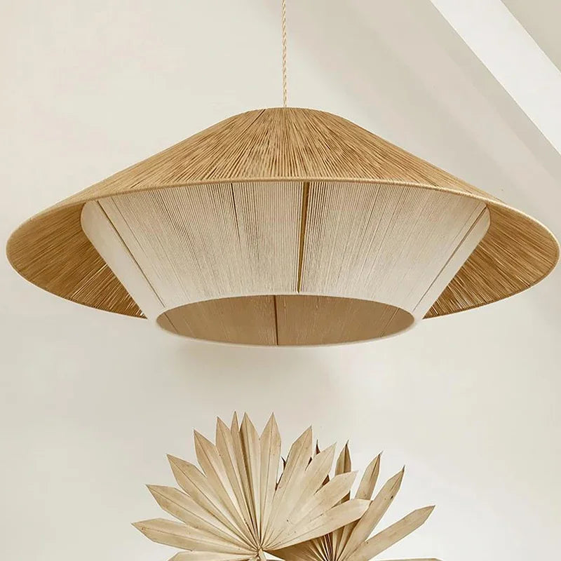 DecorBites™ Hemp Rope Rattan Weave LED Chandelier for Home Decor and Lighting