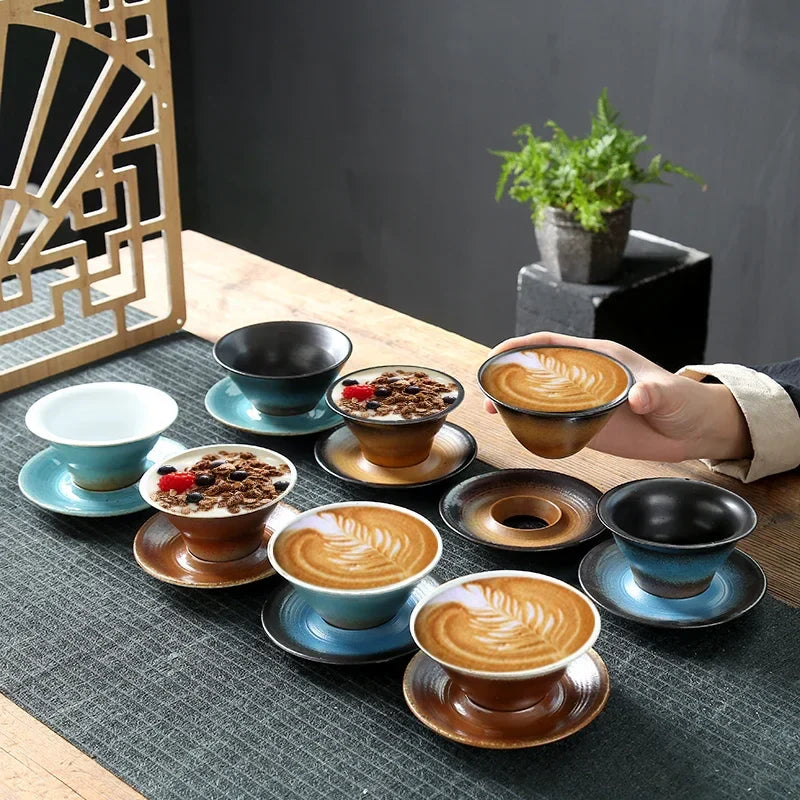 DecorBites™ Ceramic Latte Coffee Cup and Saucer Set for Afternoon Tea and Breakfast