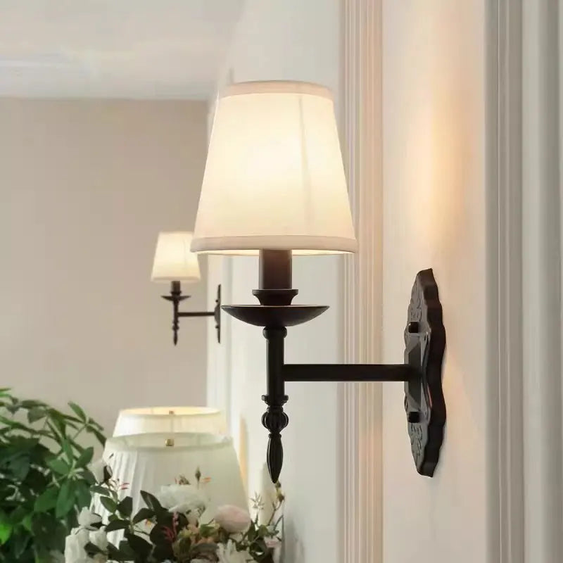 DecorBites™ Black Iron Wall Lamp Retro Bedroom Hotel European Living Room Sconce