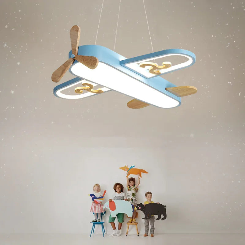DecorBites™ LED Wood Ceiling Light for Kids Room - Yellow/Blue Minimalist Design