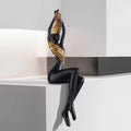 DecorBites™ Large Nude Feathered Body Sculpture | Modern Abstract Sitting Figurine Statues