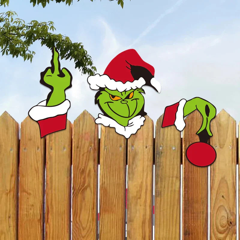 DecorBites™ Christmas Door Frame Decor Set - Festive Wooden Xmas Pendants & Merry Santa Claus Stickers